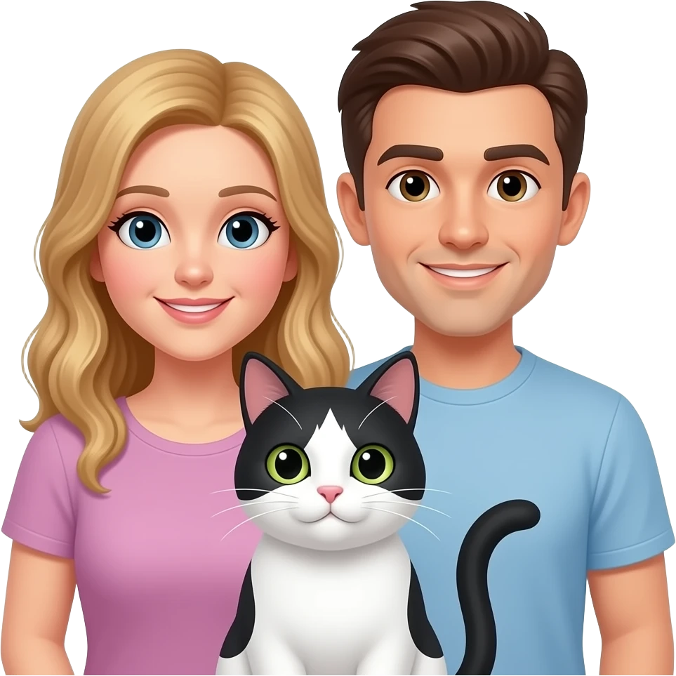Pareja con gato blanco y negros emoji