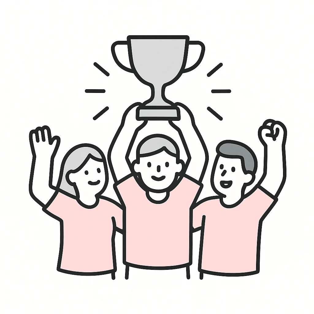 team celebrating with trophy emoji