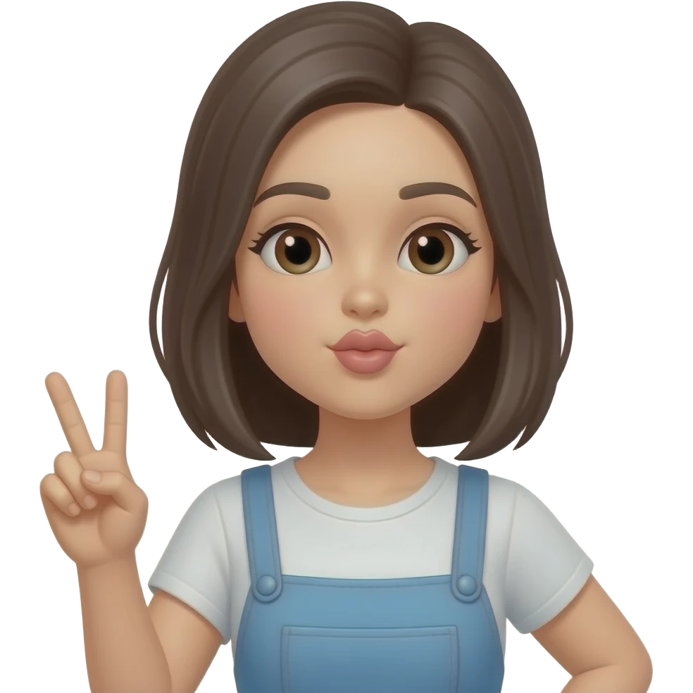 kissing face peace sign emoji