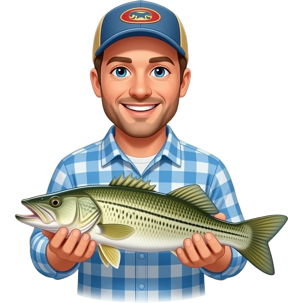 a guy holding a snook fish in his flooded driveway at his house, i need the house a flooded driveway in the background, make sure you add the background to the emoji emoji