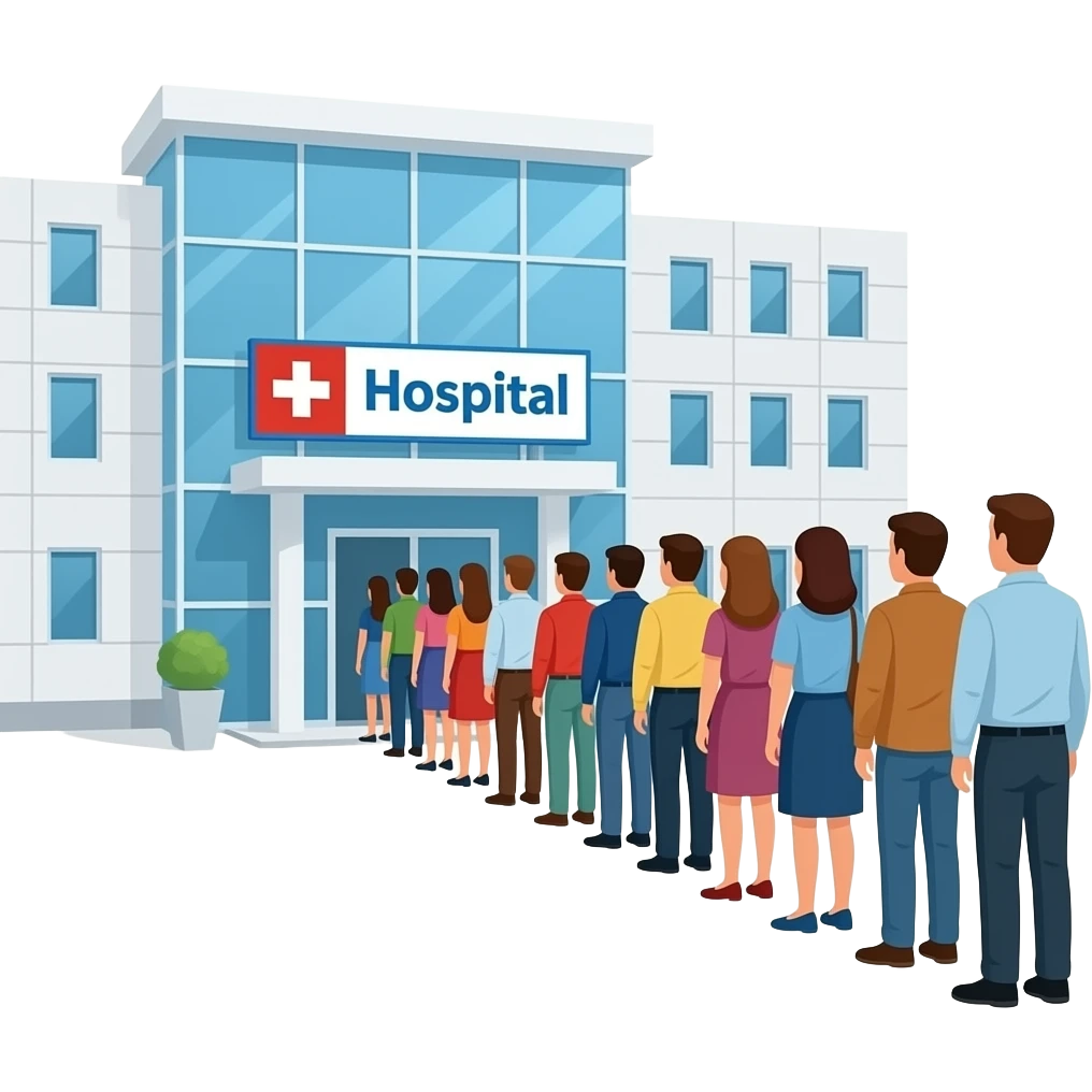 mucha cola para entrar en el hospital hospital emoji