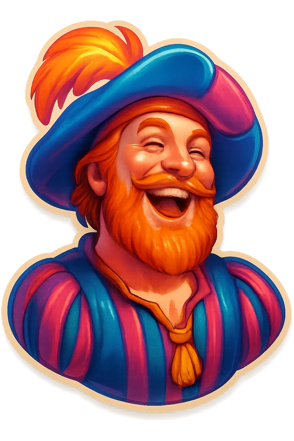 Red-bearded Landsknecht bust showing joy emoji