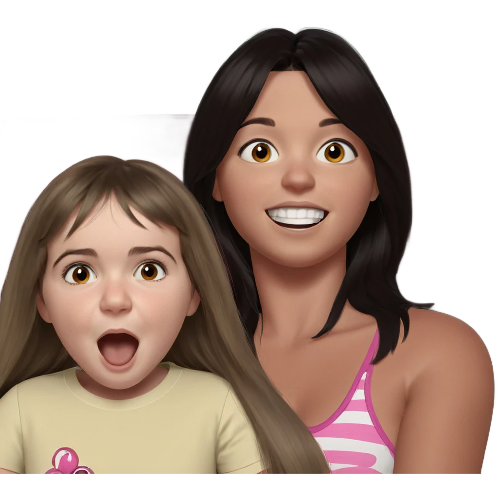 playful girls with dark hair emoji