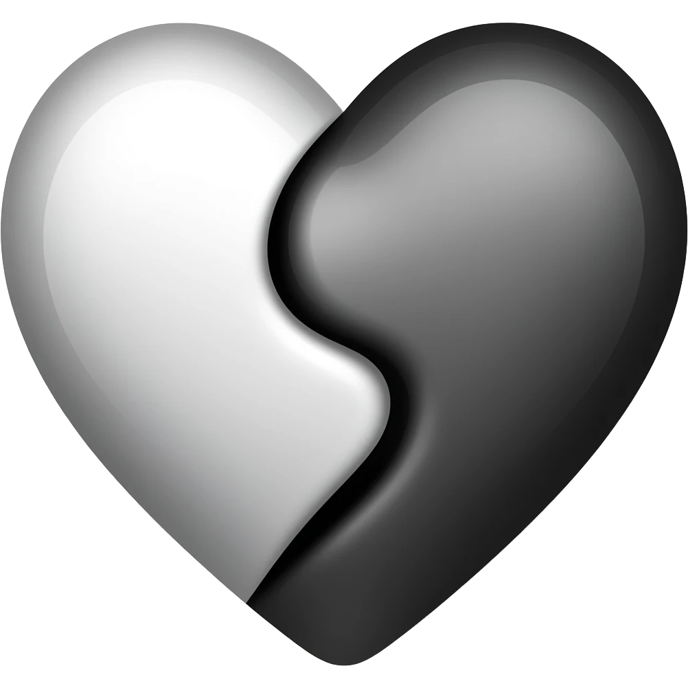 i want a heart that is half white and half black. i want to be able to copy and paste it emoji