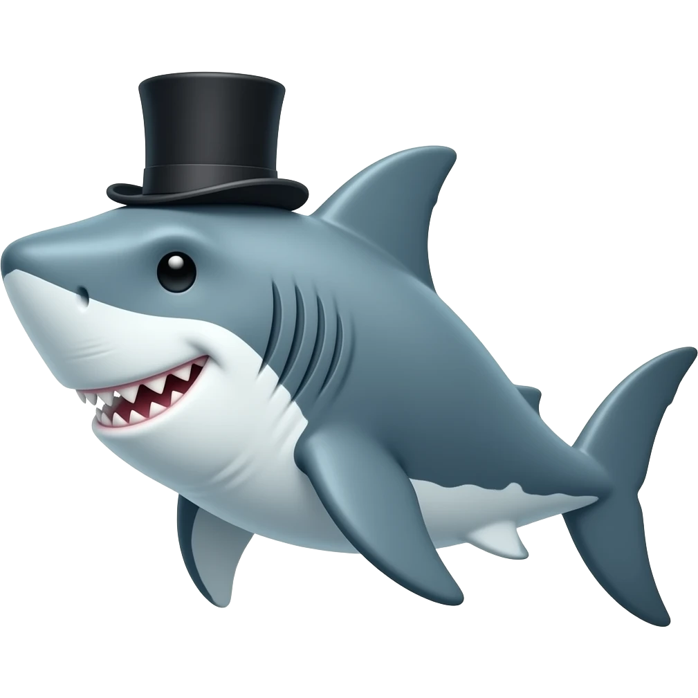 Shark with a top hat emoji