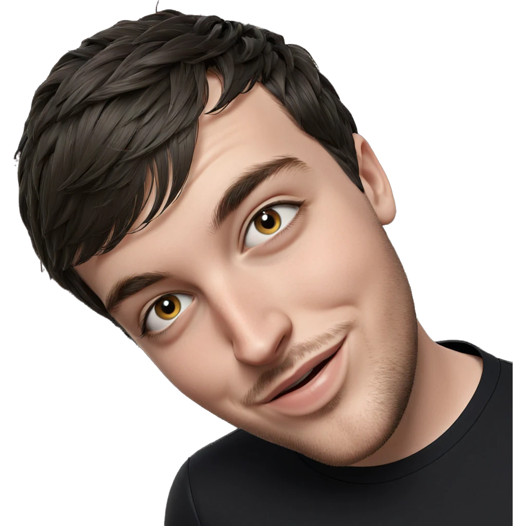 smiling boy in black shirt emoji