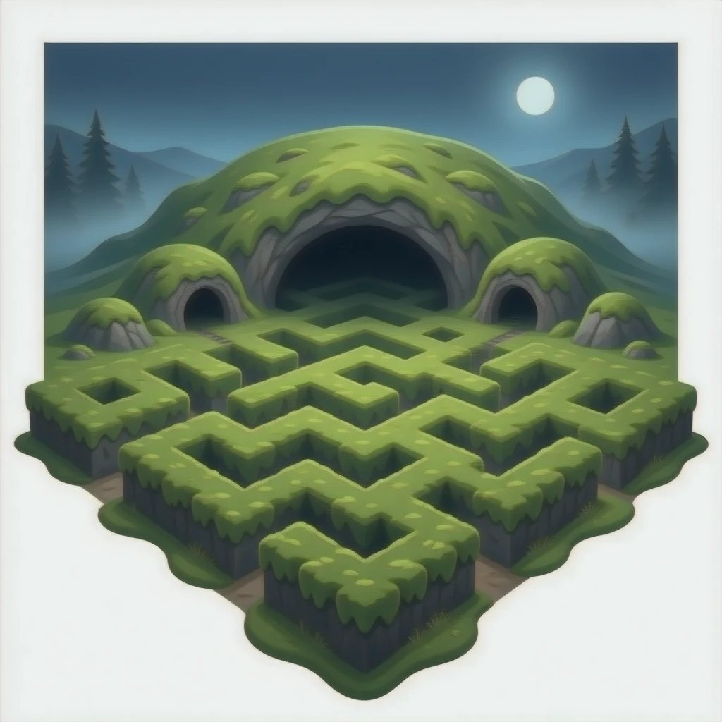 A small compacted maze of Moss cramped moss cave roof caves emoji