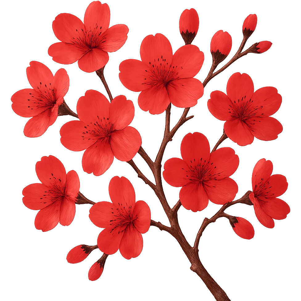 red cherry blossom, remove background emoji