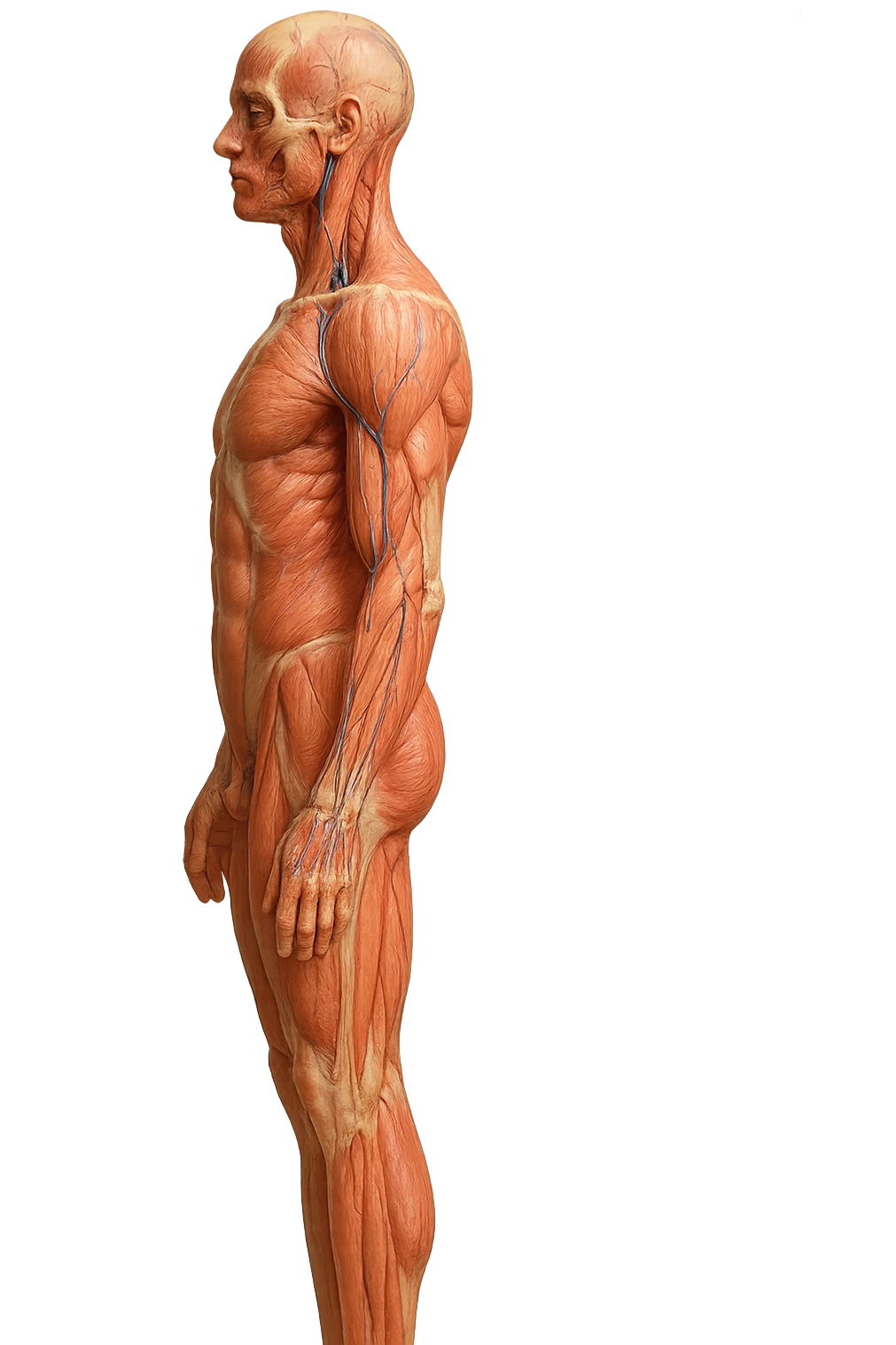 corpo umano anatomico di profilo realistico con schiena piatta, iperrealistico 4k emoji