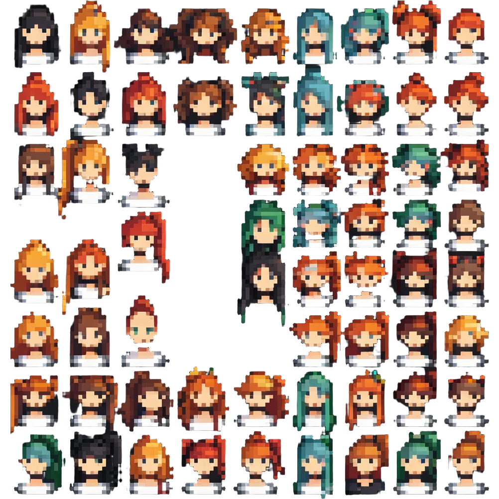 pixel art different hairstyles collection emoji