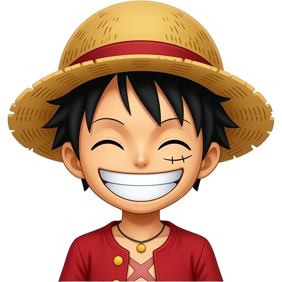 Monkey d luffy smyling and close eye emoji