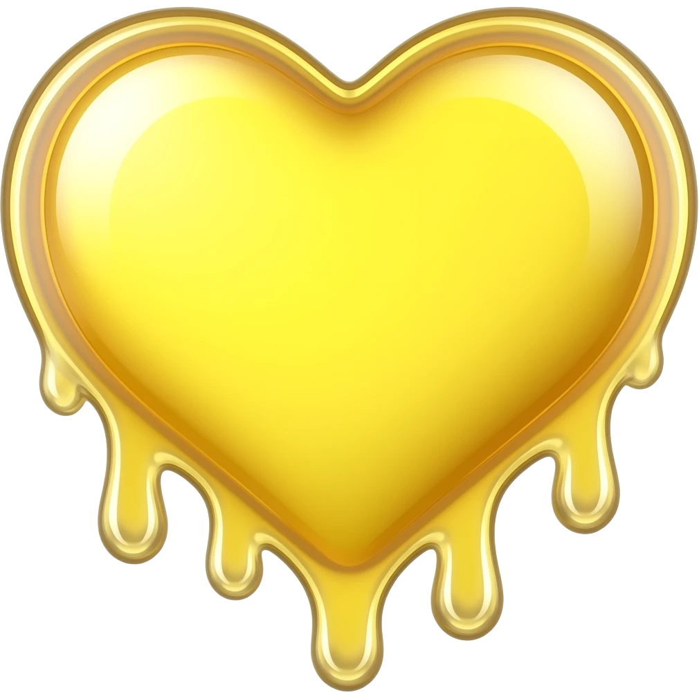 yellow glass heart but make it see threw and melting emoji