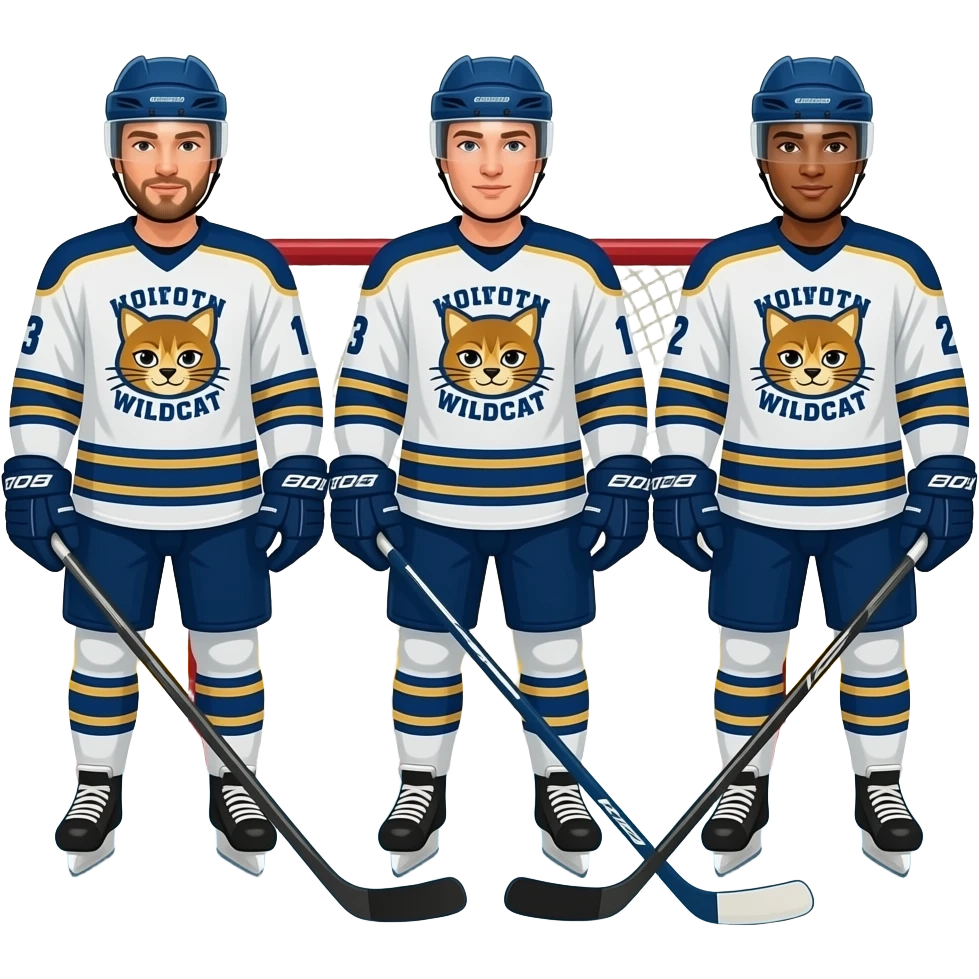 Moncton's wildcats Hockey team's players on the ice rink at Moncton's ice rink emoji