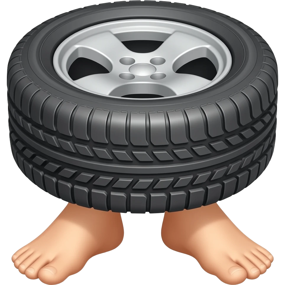 Llanta usando piernas humano emoji