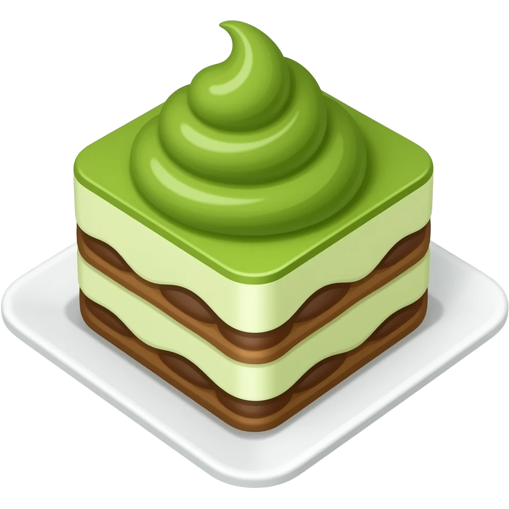 matcha tiramisu in a square without a bowl emoji