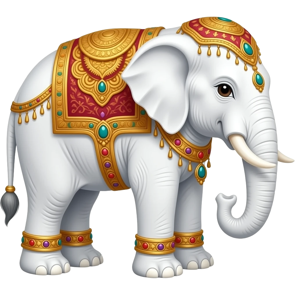Airavata Elephant emoji facing right side white color elephant with jewellery emoji