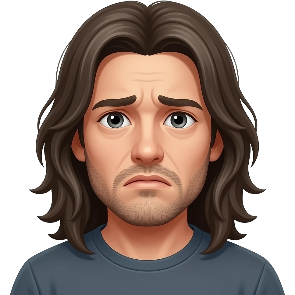 fear and alone with long hair but a man emoji
