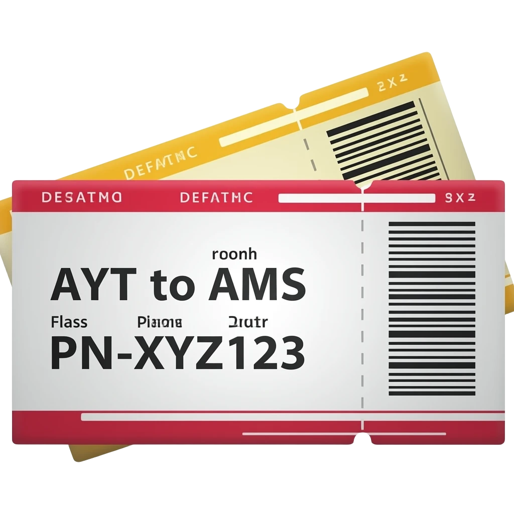 ticket (AYT to AMS)  PNR-XYZ123 emoji