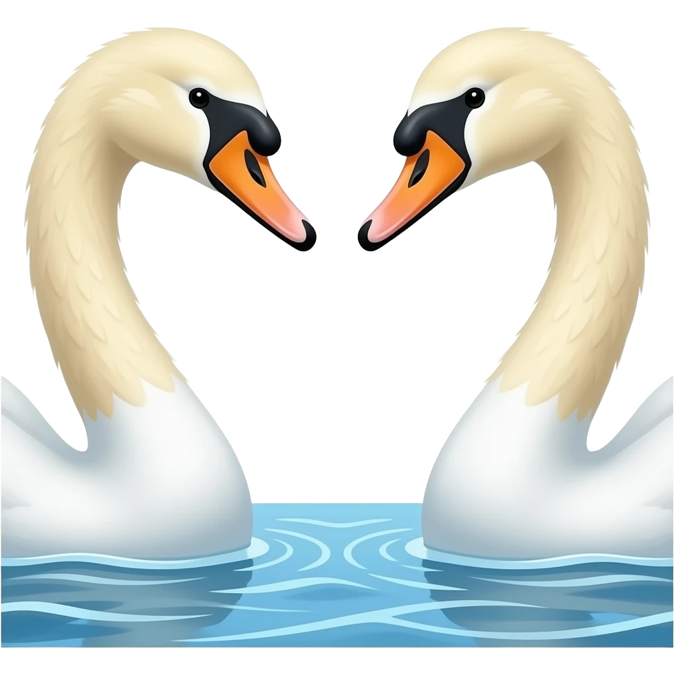 Two swans seeing each other in sea emoji