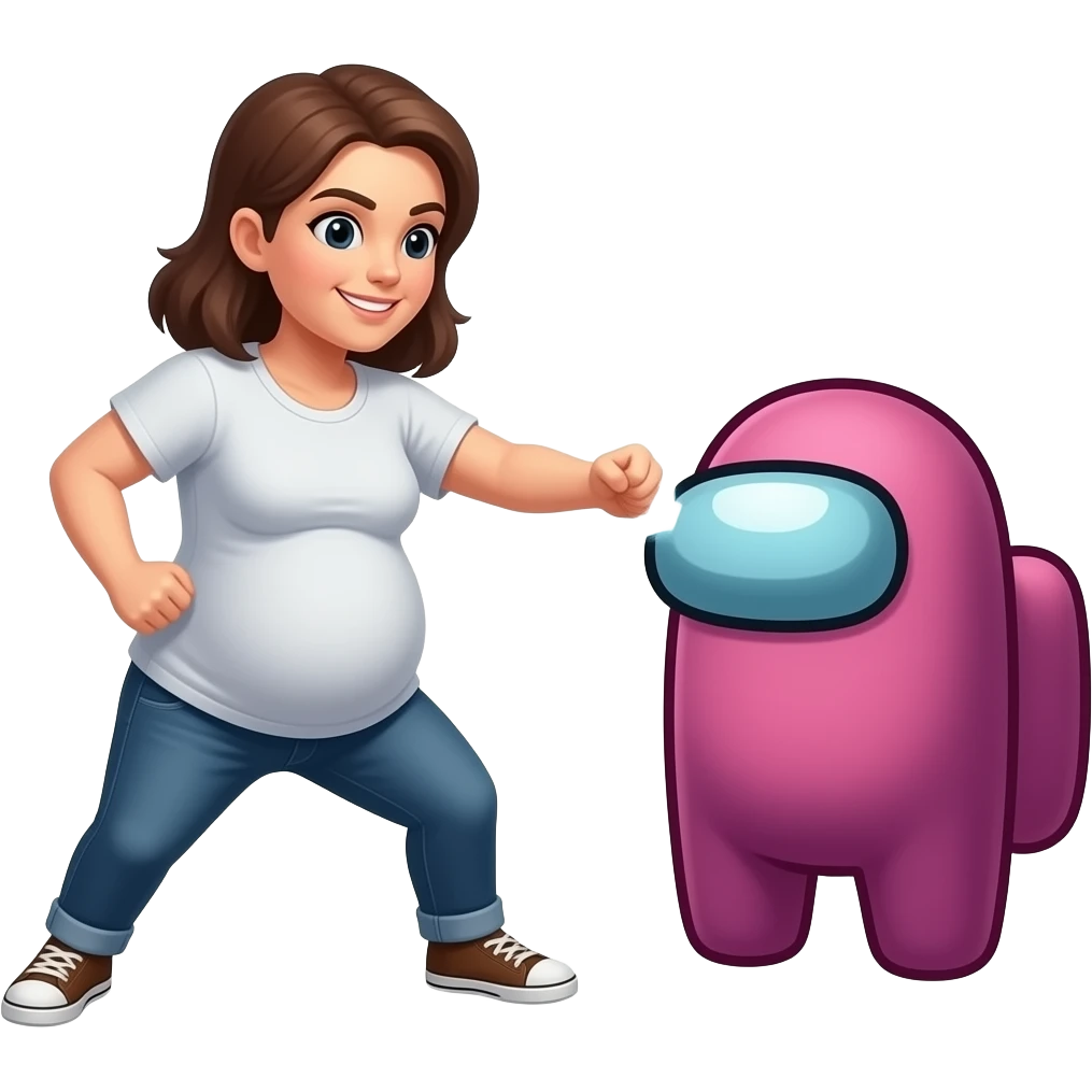 Um Among Us pregnant e faz o outro Among Us brigando emoji