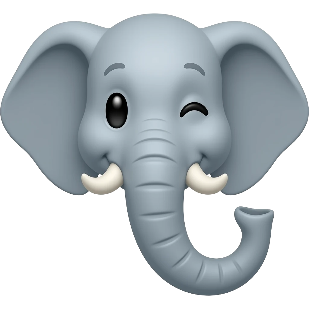 elephant happy wink eye emoji