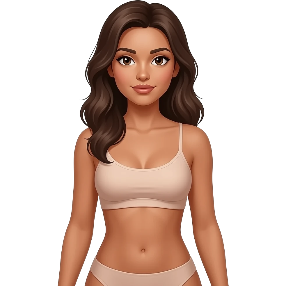 hard strong womans abs, tan skin, nude, naked emoji