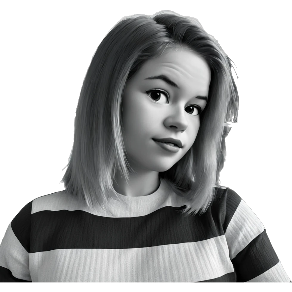 monochrome portrait of girl emoji