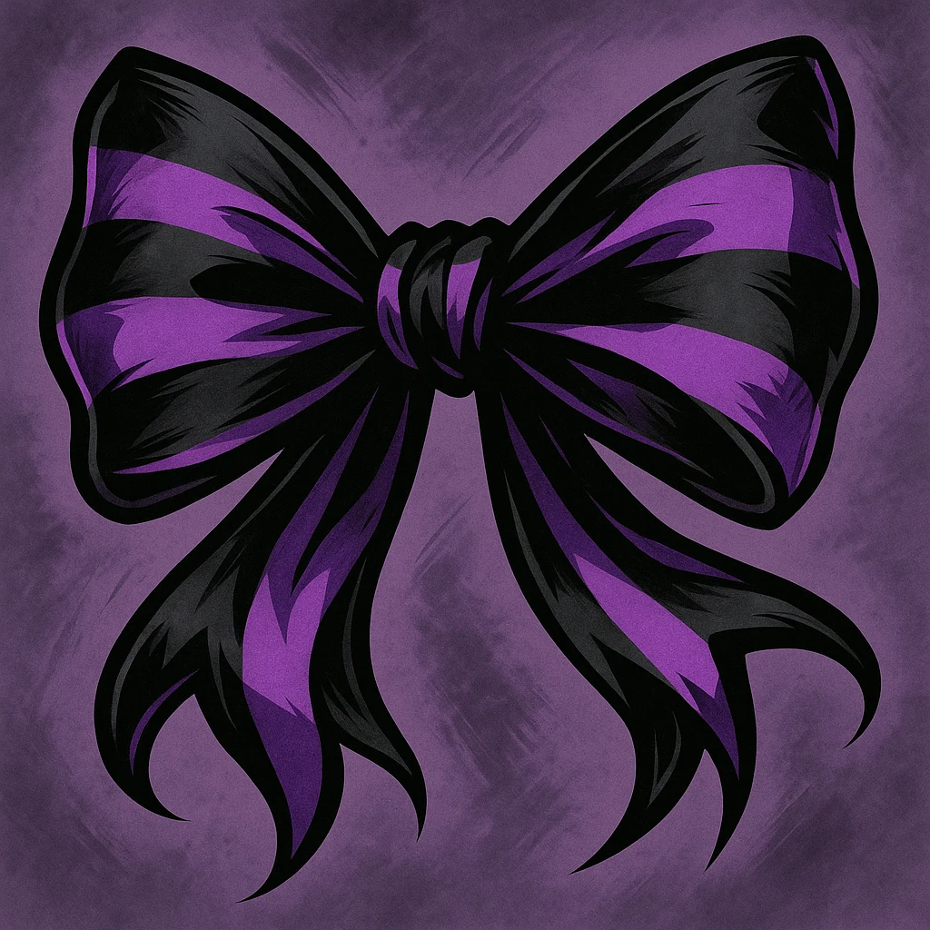emo bow, black and purple, expressive and stylish emoji