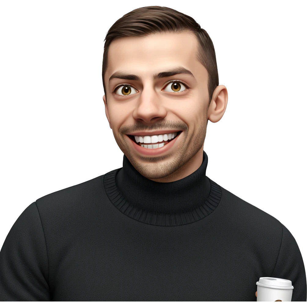 smiling guy in black sweater emoji