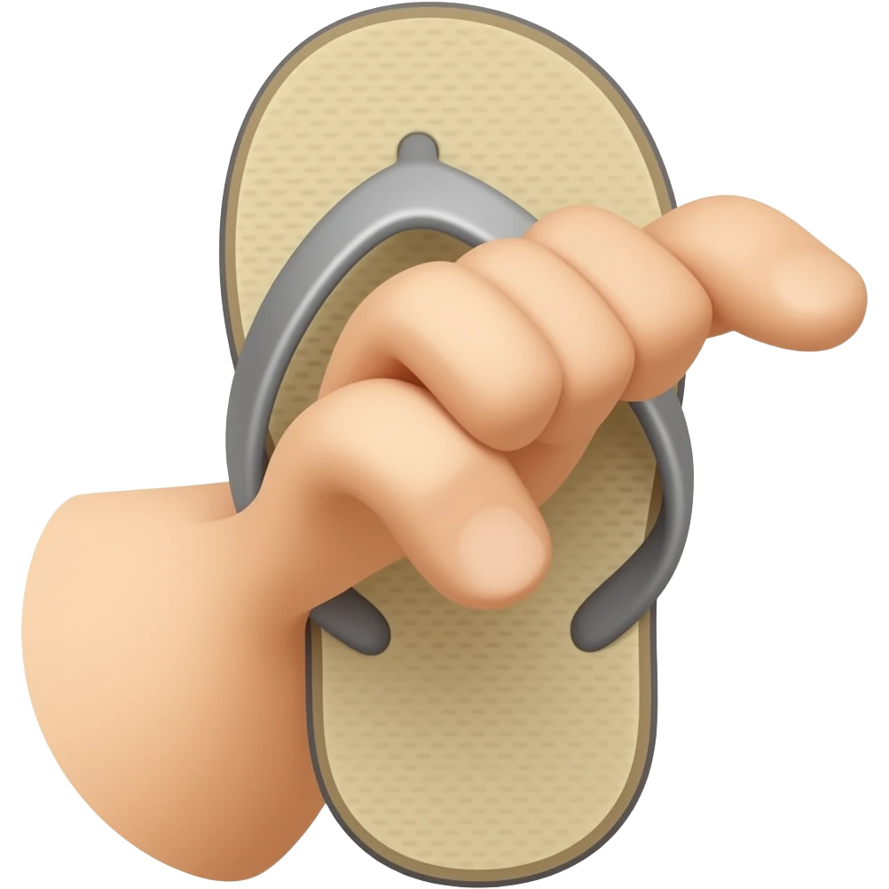 One hand holding onto a jandal like about to hit emoji