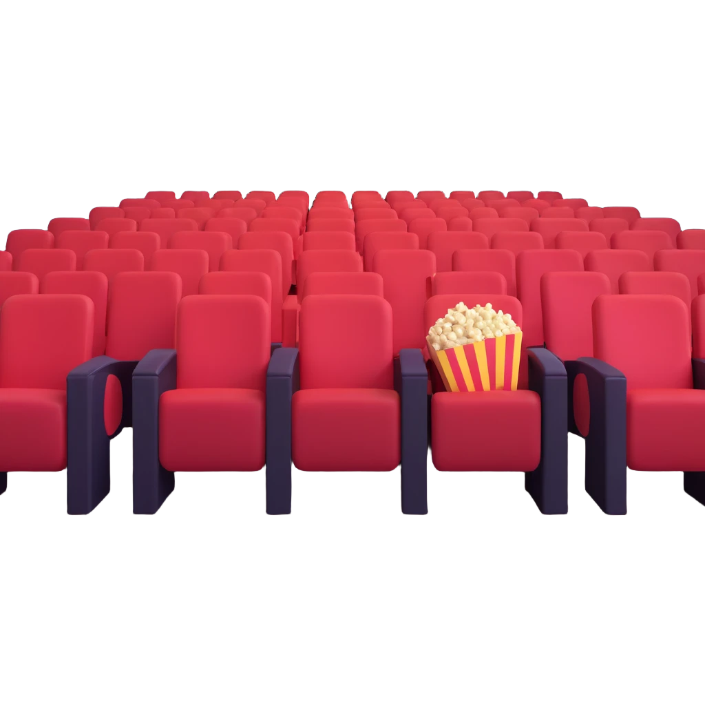 cinema scene, 3D emoji style, vibrant, expressive emoji