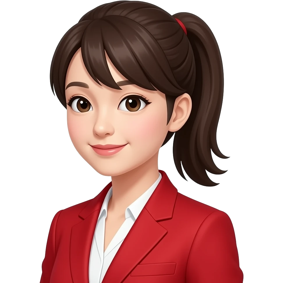 ponytail japanese women red suit emoji