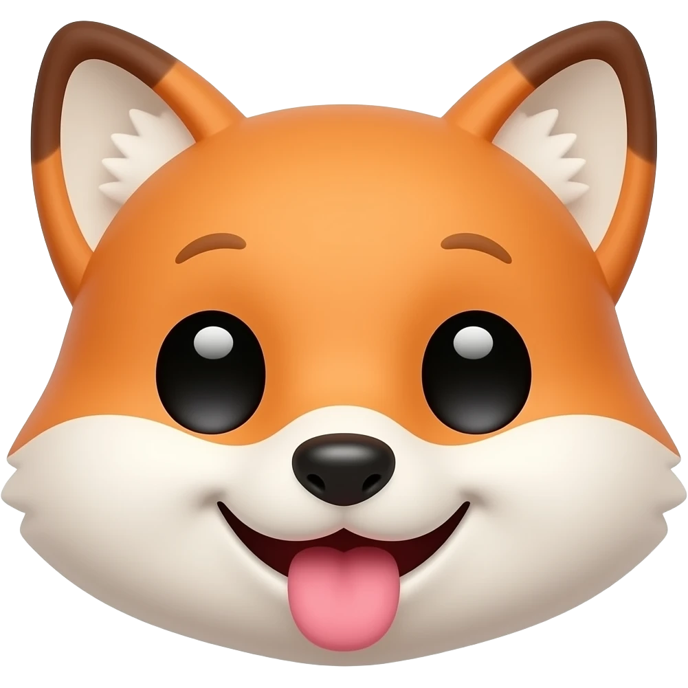 cute fox face close up tongue showing smile disney style emoji