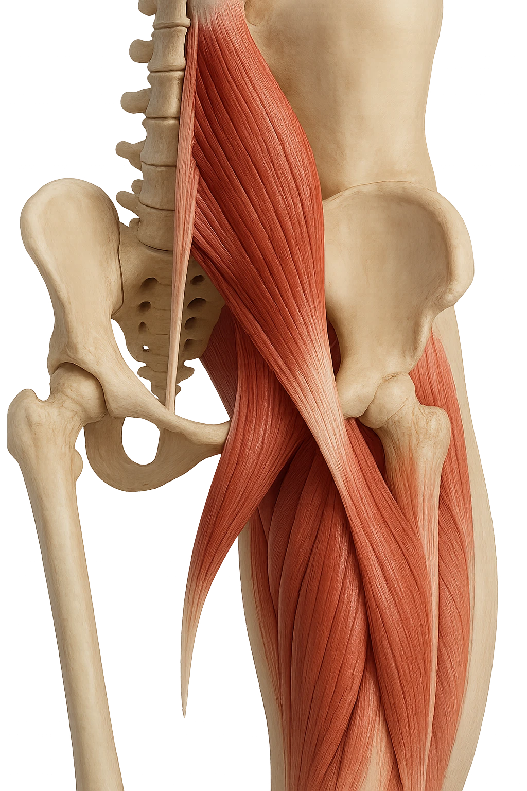 ILEOPSOAS DI UN CORPO UMANO ANATOMICO REALISTICO, iperrealistico 4k emoji