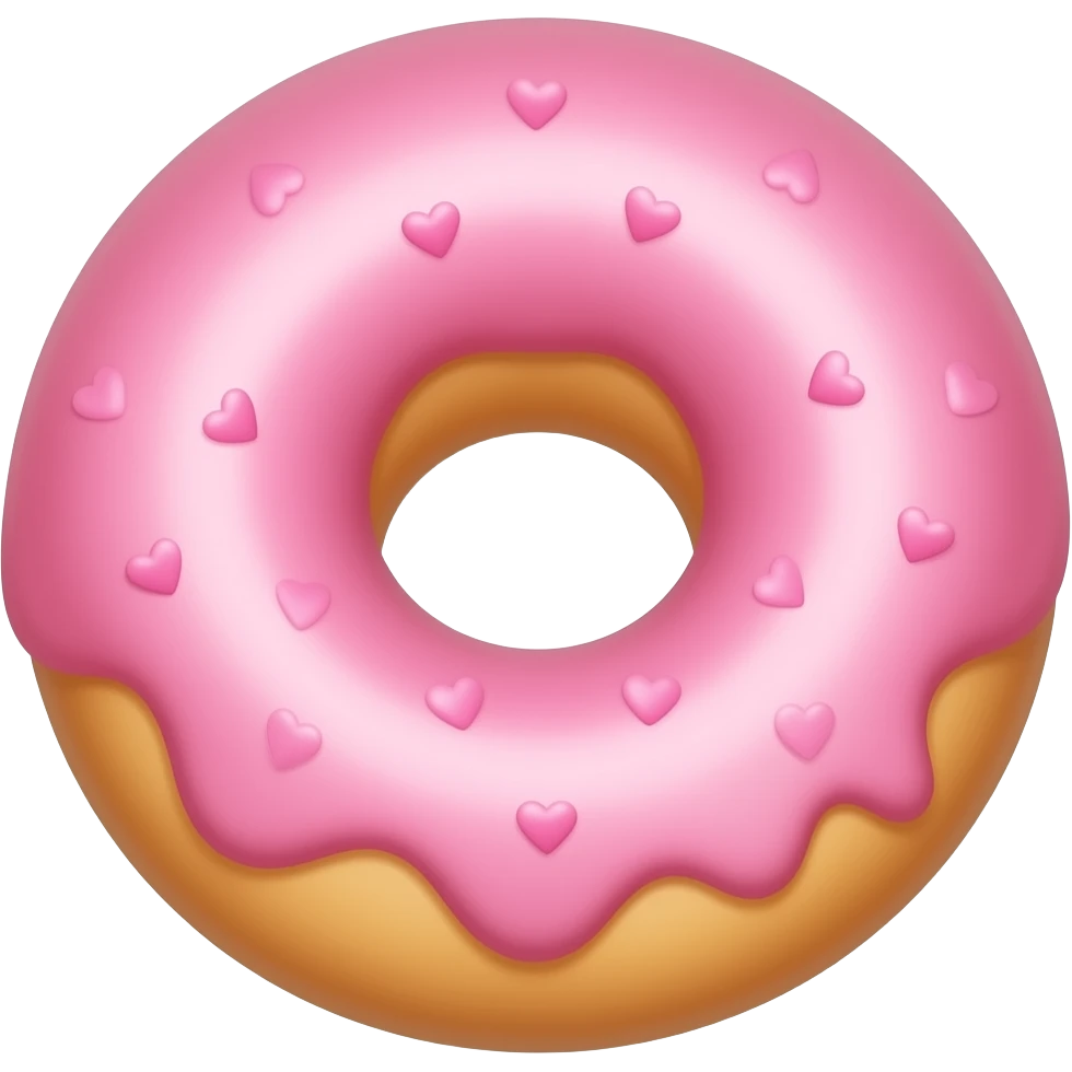 pink glazed donut with light pink heart sprinkles emoji