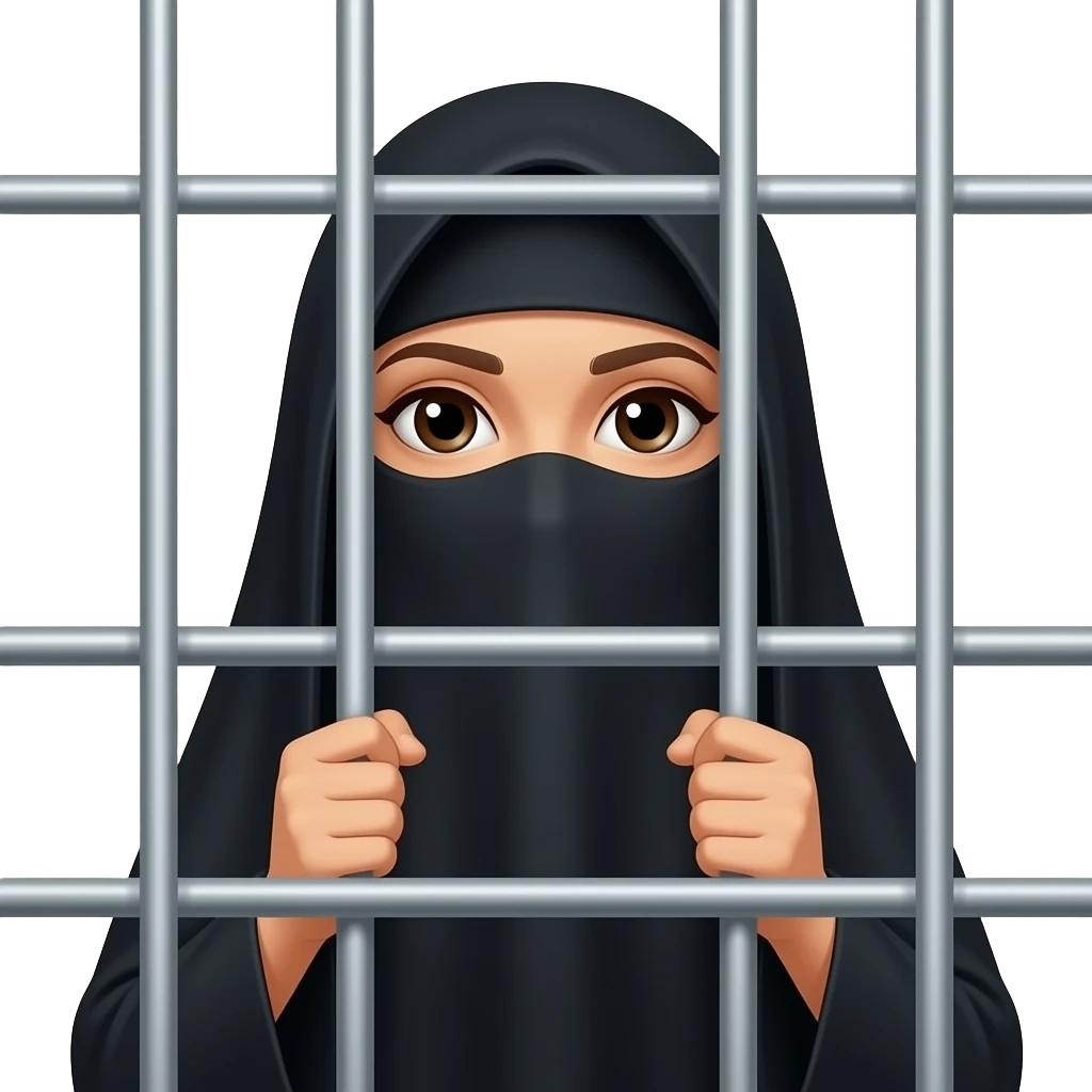 Burqa clad lady behind the bars emoji