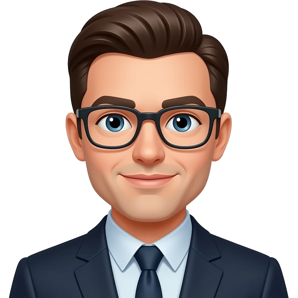 Nerdy with glasses handsome man with slicked back hair emoji