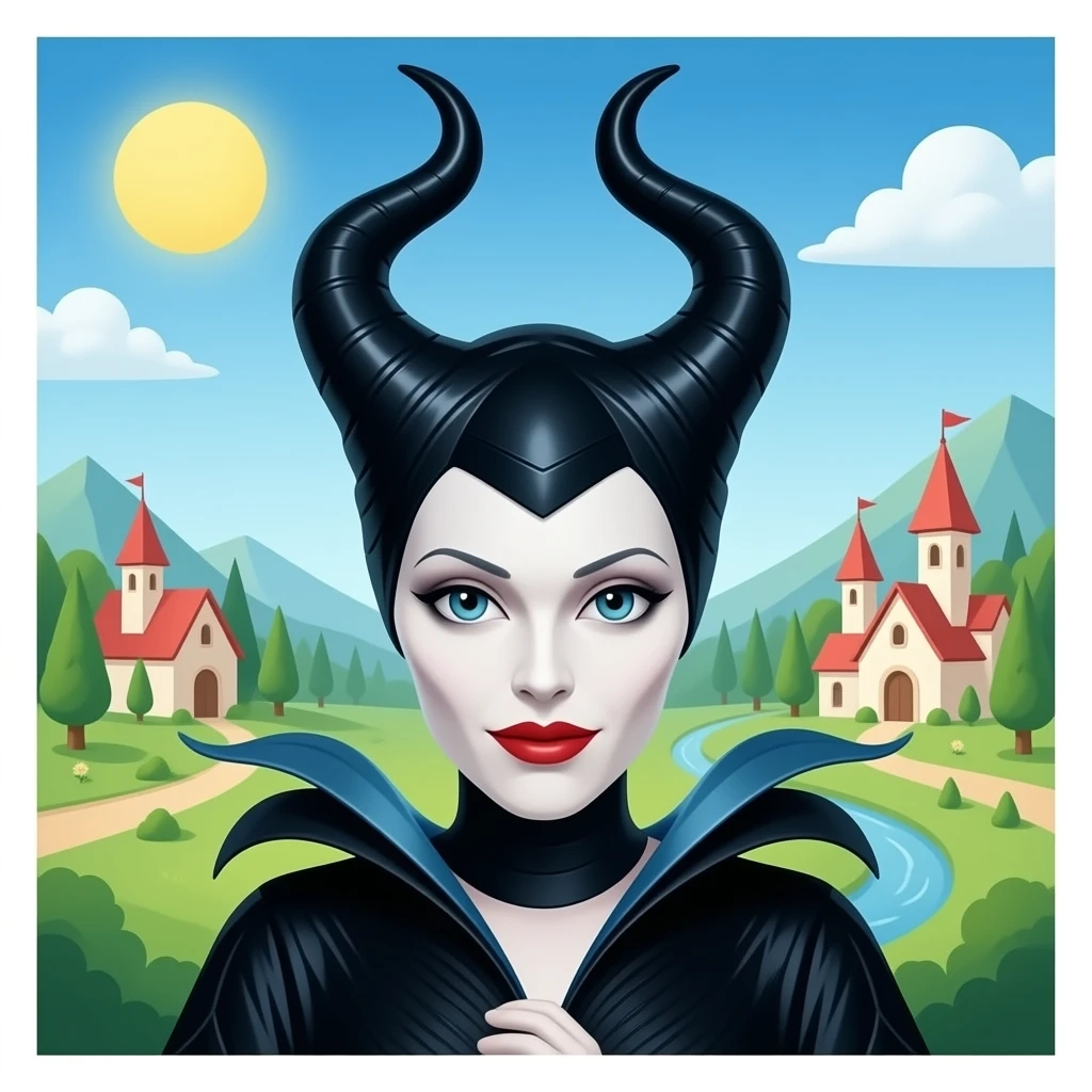 Emoji do rosto da Malévola, vila da Disney de bela adormecida emoji