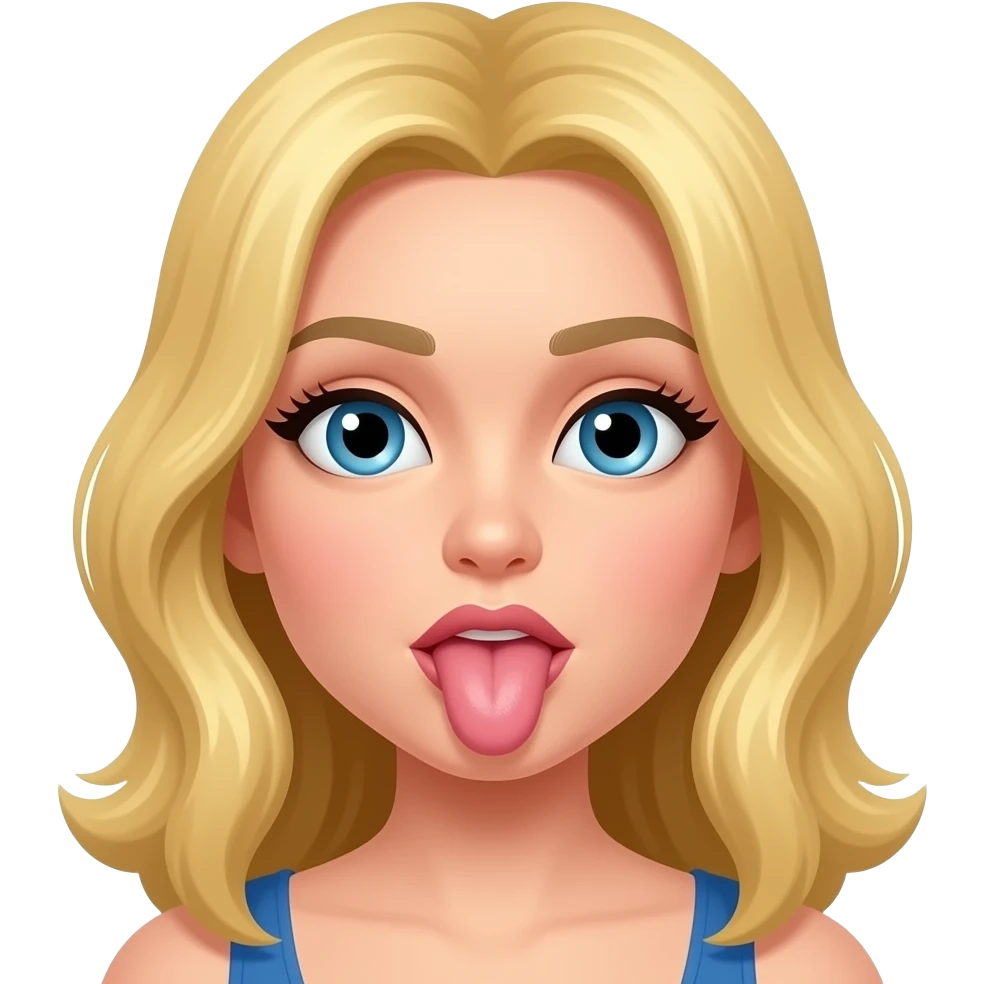 a blonde woman sucking a dick emoji