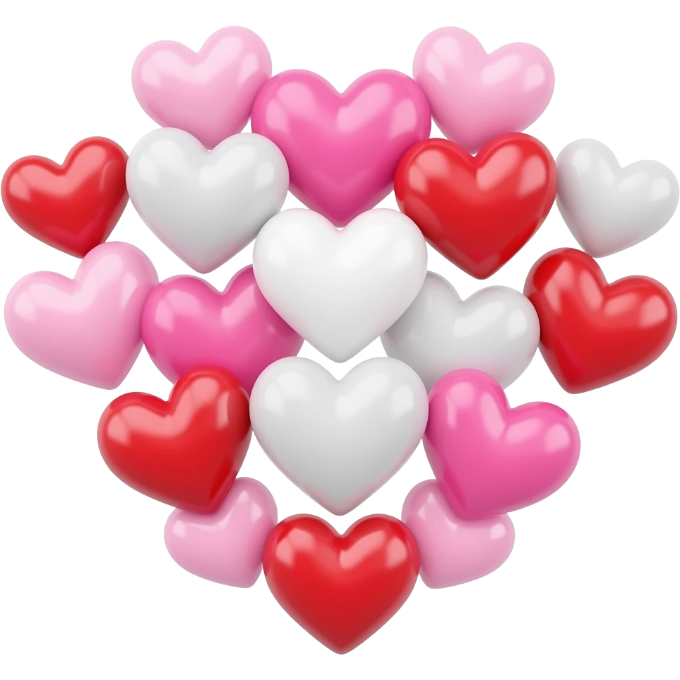 a spring of pink red and white love hearts emoji