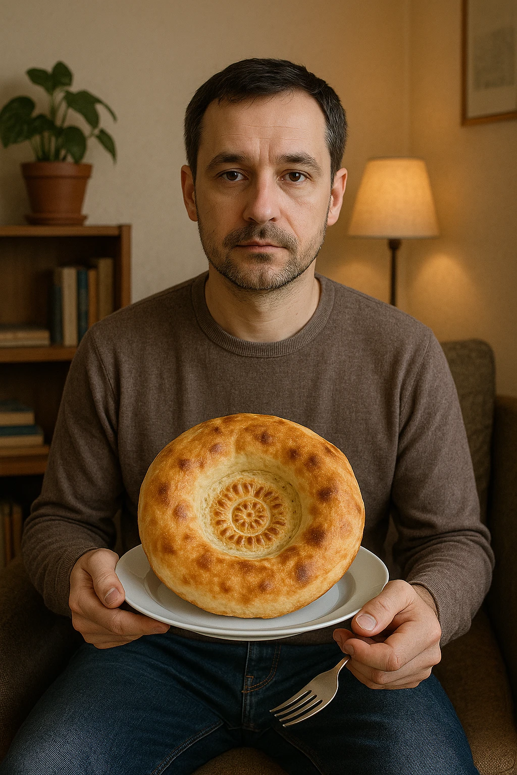 sartarosh xonada shunchaki tarelka v vilka ushlab utirsin tarelkada esa faqat uzbekcha non bulsin kayfiyati xam urtacha bulsin xursan bob ketmasin emoji