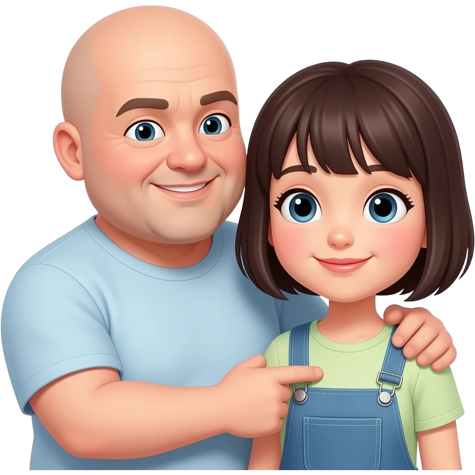 Fat bald guy fucks short hair girl with dark hair emoji