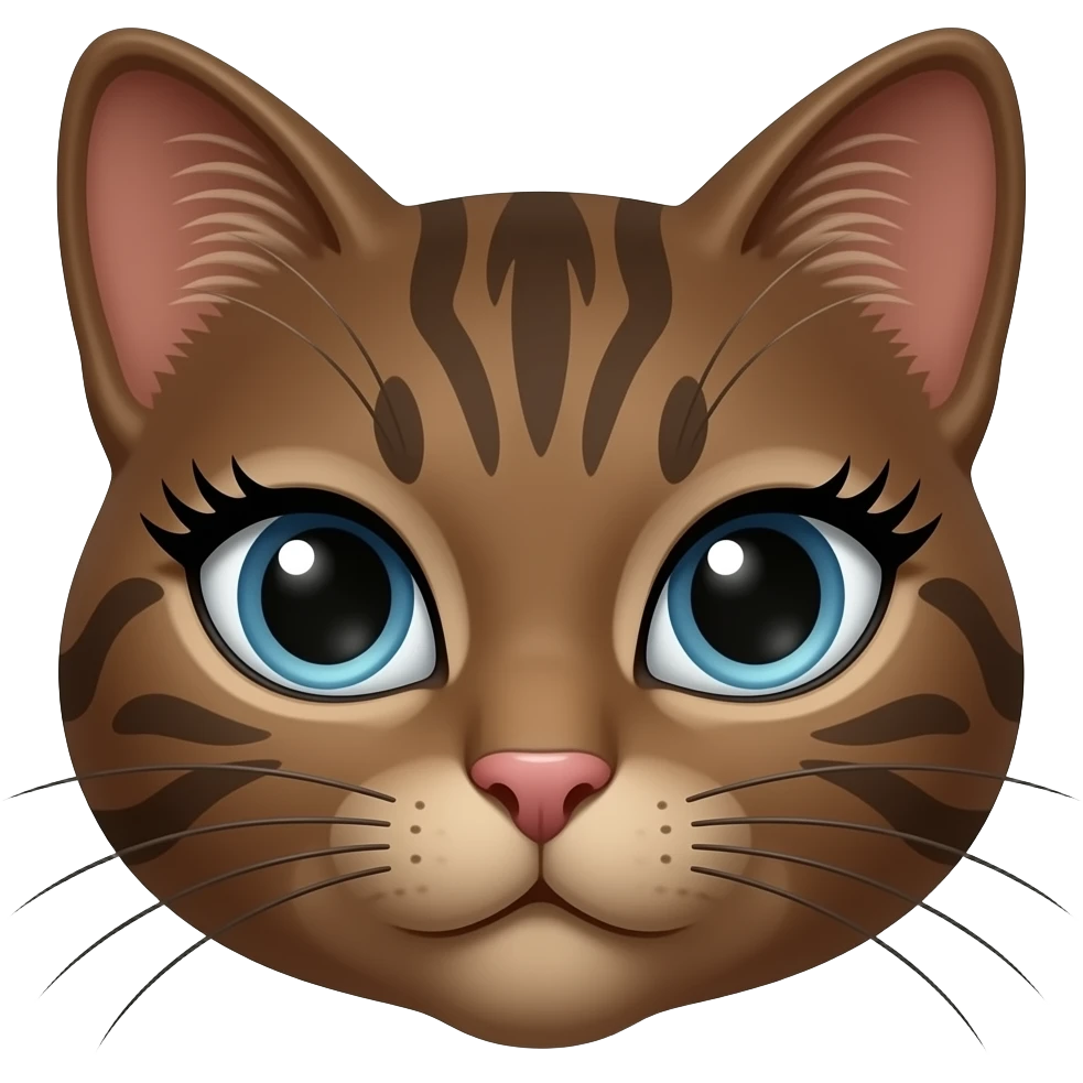 Only show the head A brown cat that looks like Cat woman with long lashes emoji