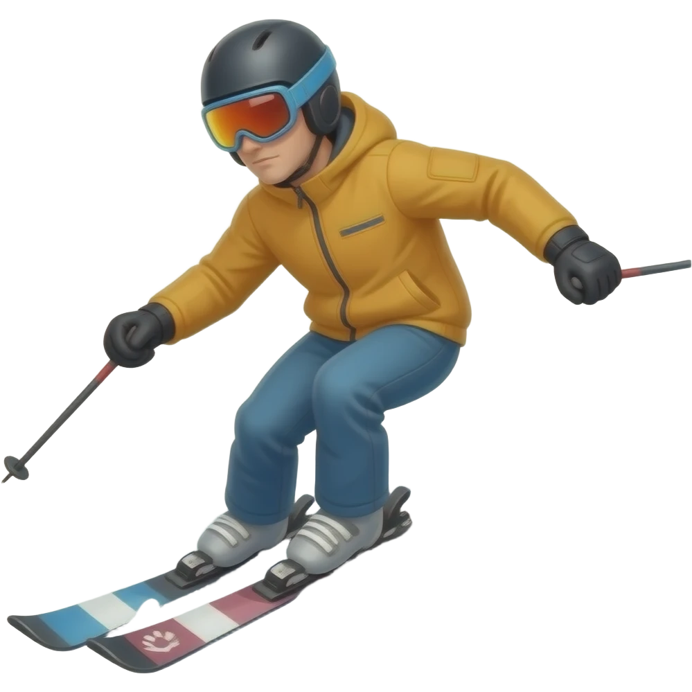 Create a freeride skier who is powdering emoji