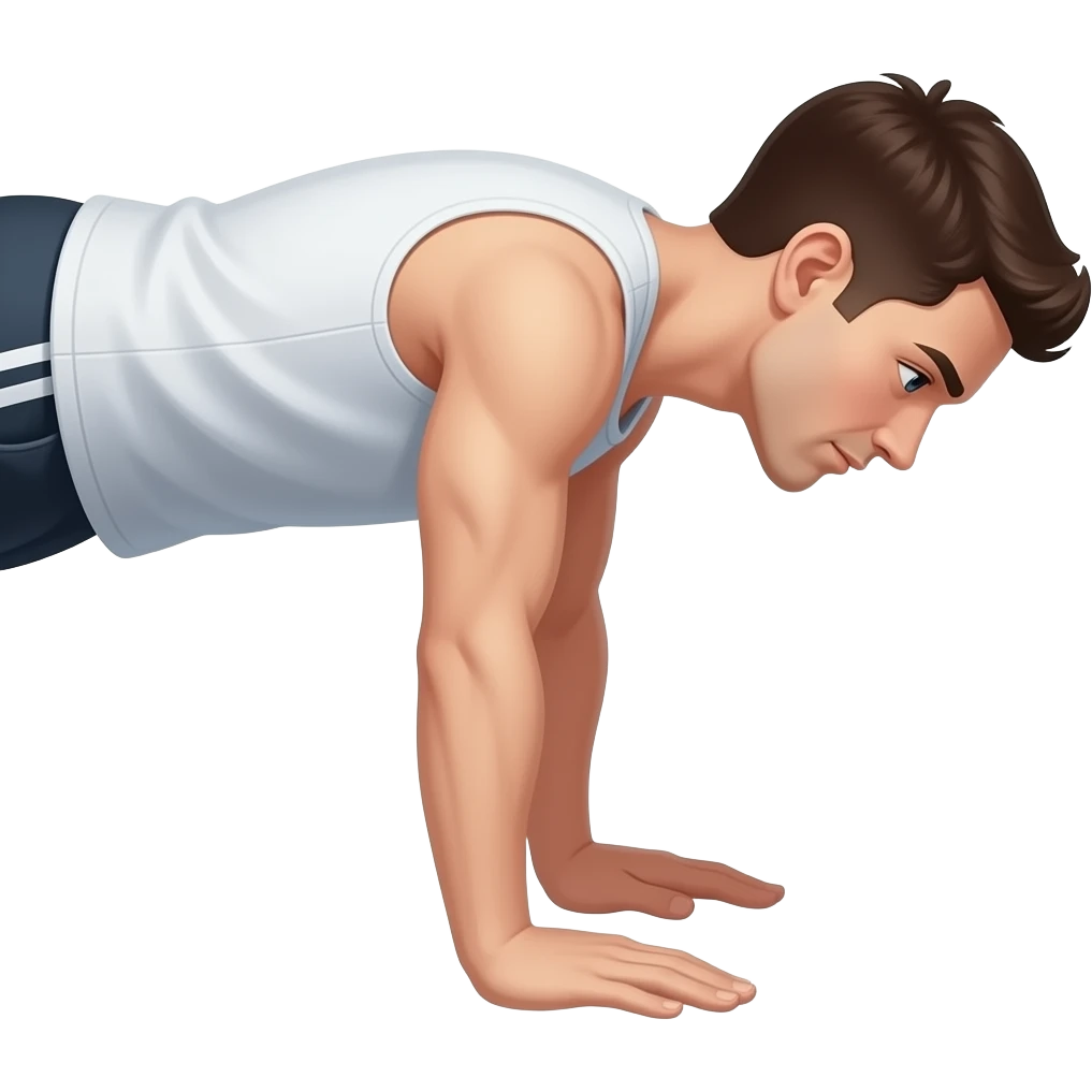 doiny planche, hands on the floor, shoulder like 50º flexed, arms straight, shoulder blade protraction, and parallel to the ground. Side view emoji