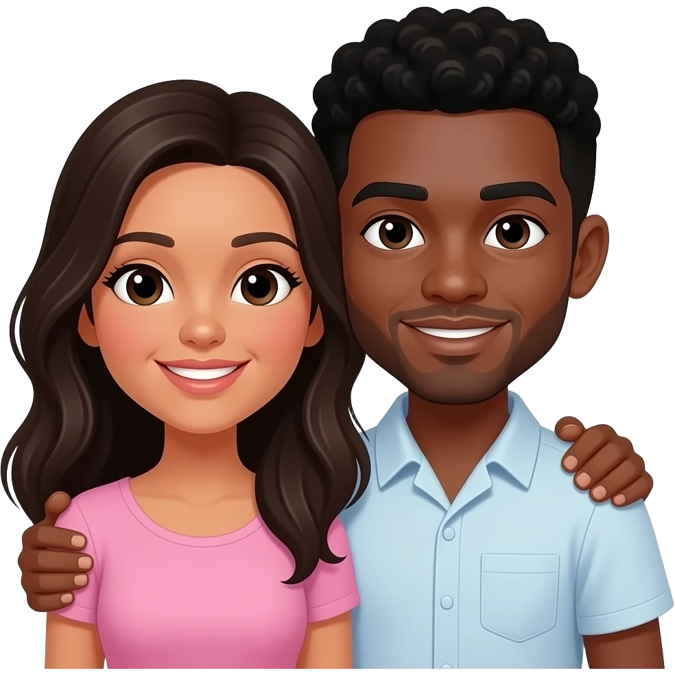 Love between a hispanic woman and a black man emoji