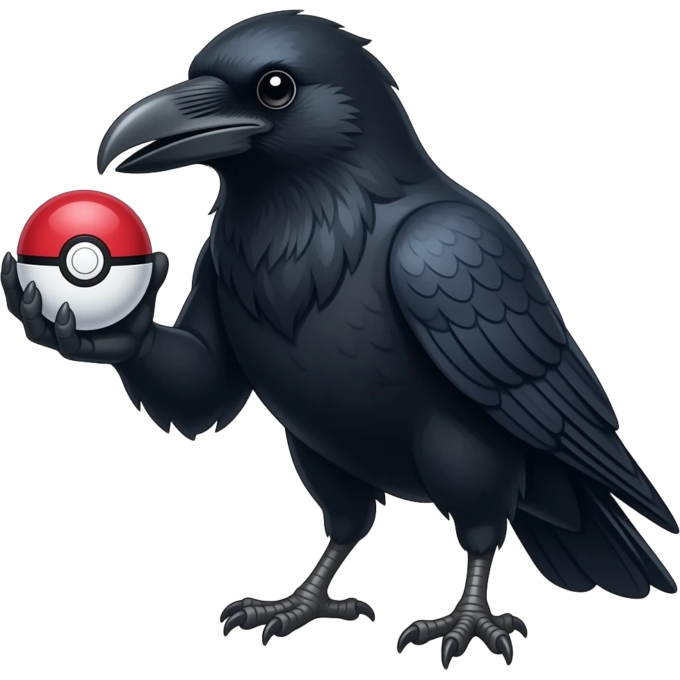 Raven holding pokeball in talons emoji