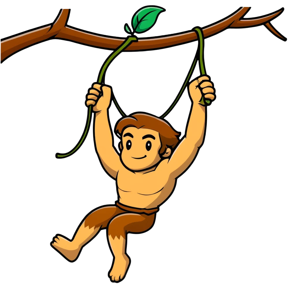 Tarzan swinging on a vine emoji