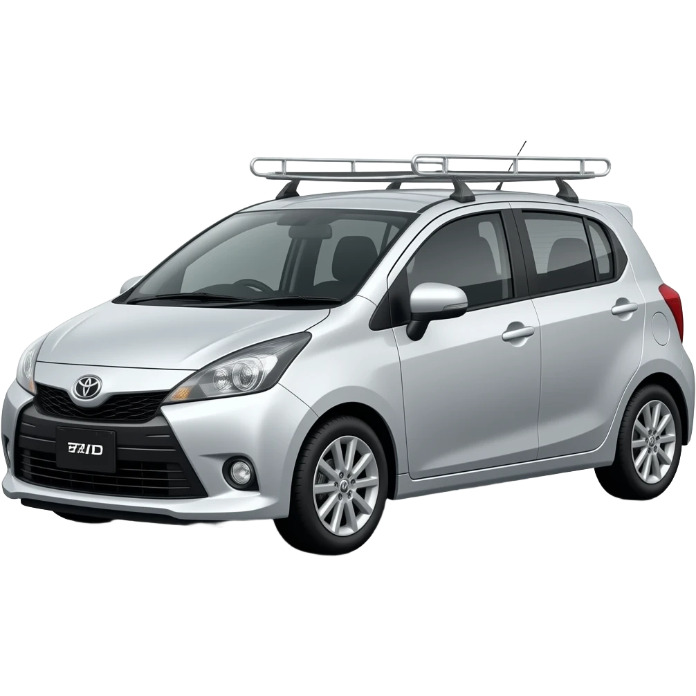 buatkan saya emoji mobil toyota agya TRD Sportivo 2018, warna silver yang diatasnya ada braket barang dari sisi samping emoji