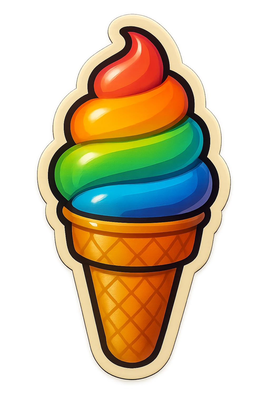 A rainbow-colored ice cream cone emoji